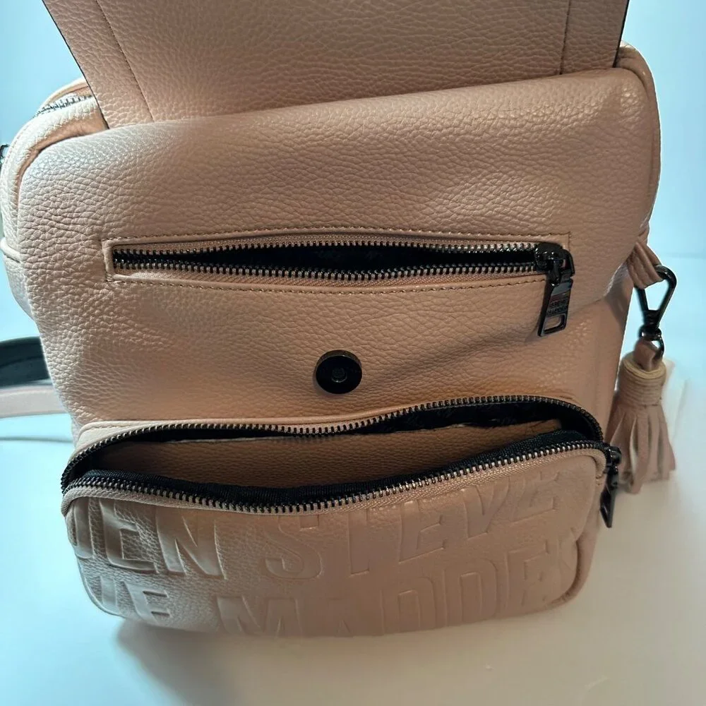 Steve Madden Logo Backpack Shoulder Bag Purse Blush Pink - Picture 8 of 12